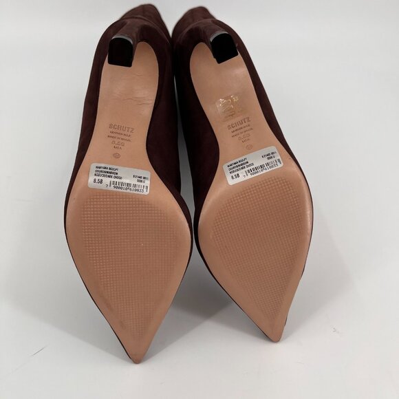 Schutz Maryana Sculpt Knee High Boots Sz 8.5B Dark Chocolate Pointed Toe Leather - Picture 13 of 16